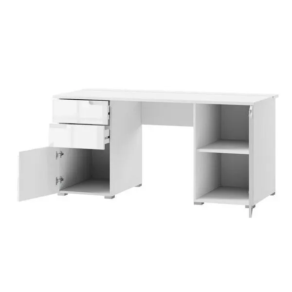 Biurko SELENE 15 biały połysk 158x76x67cm - TH-100-0361