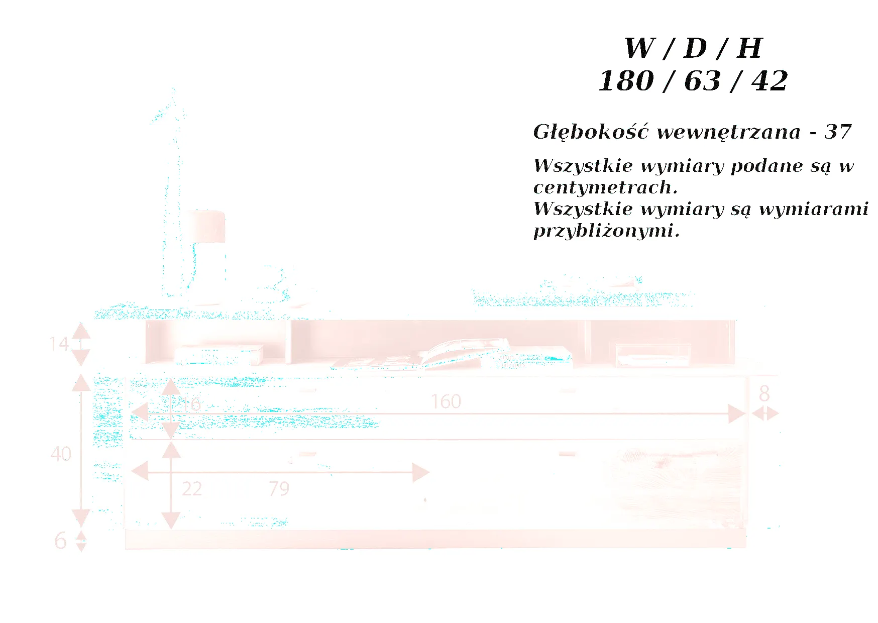 Szafka rtv dębowa drewniana PRESENT 180x47 z szufladą - GK_103623070202