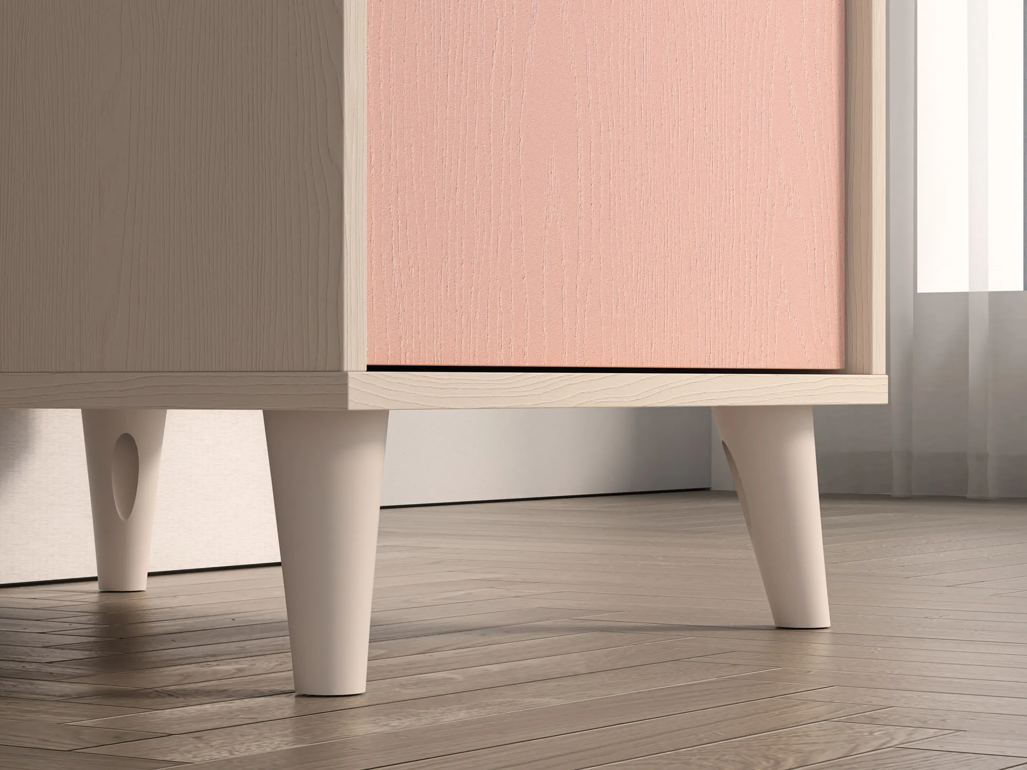 Biurko z szafką MEVEL 07 piasek pustyni, różowy - 1MEVE07-001