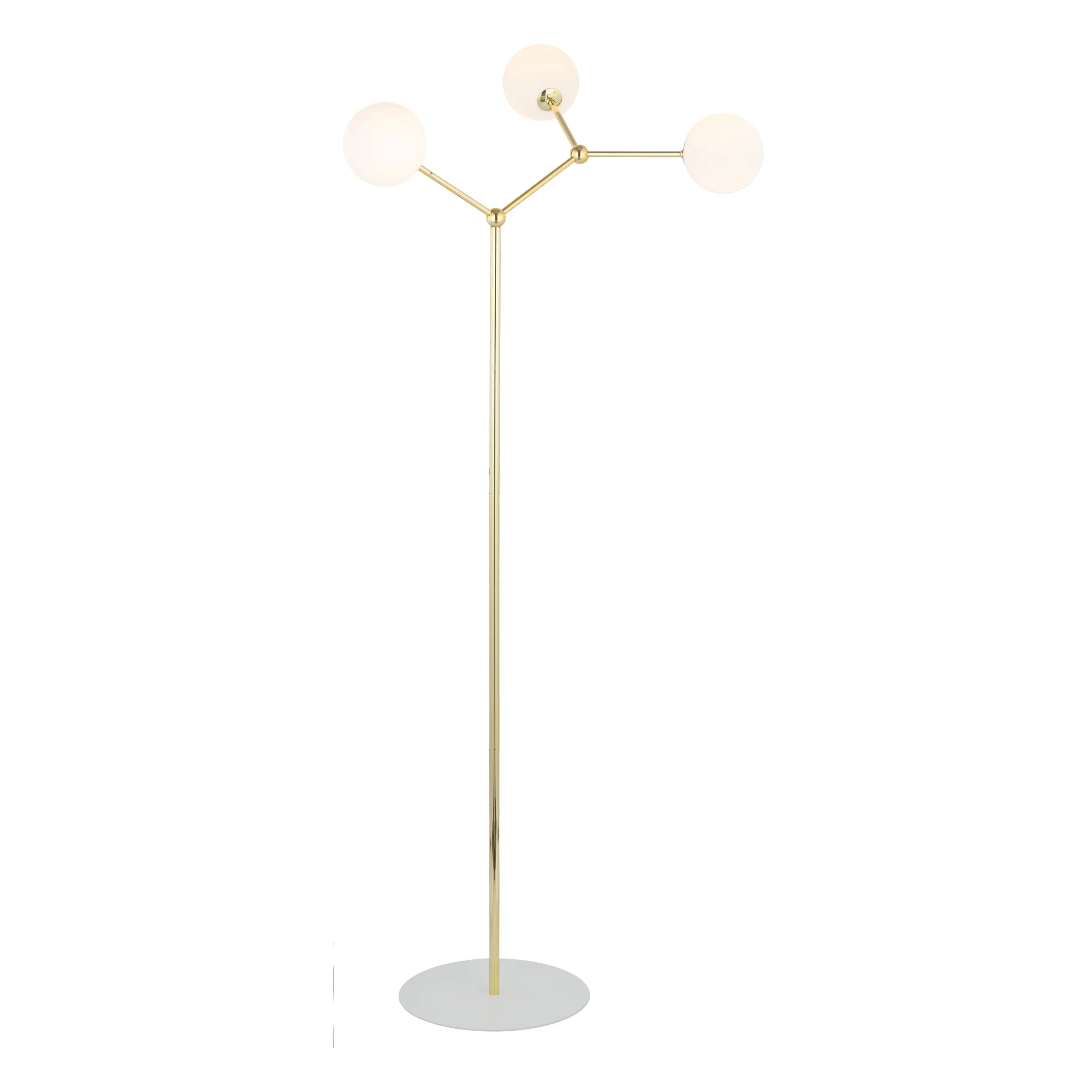 Lampa podłogowa FAIRY złota z białymi szklanymi okrągłymi kloszami na białej metalowej podstawie 150x63x48cm - TK_5438