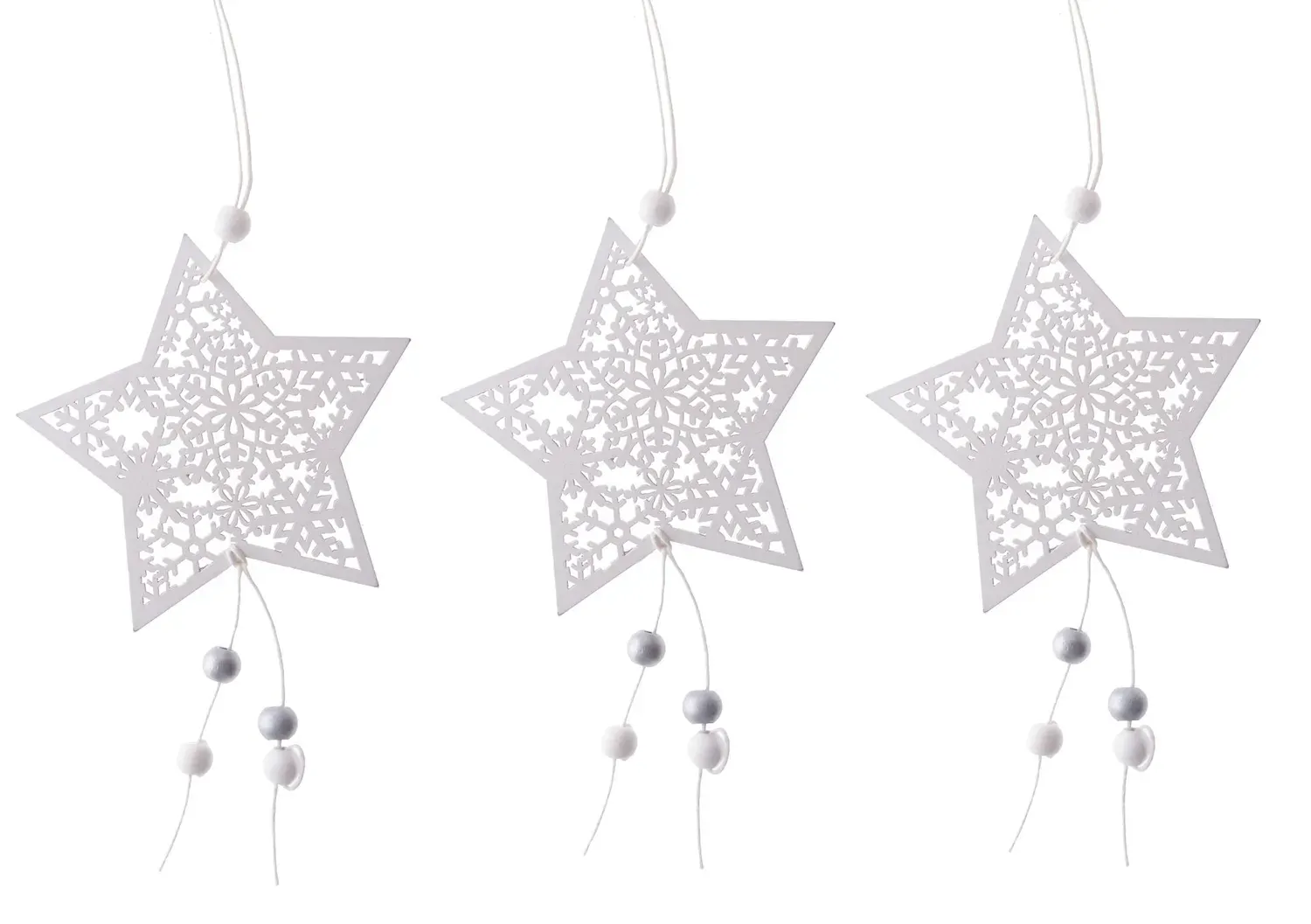 Komplet 3 zawieszek GWIAZDKI 1896 biały