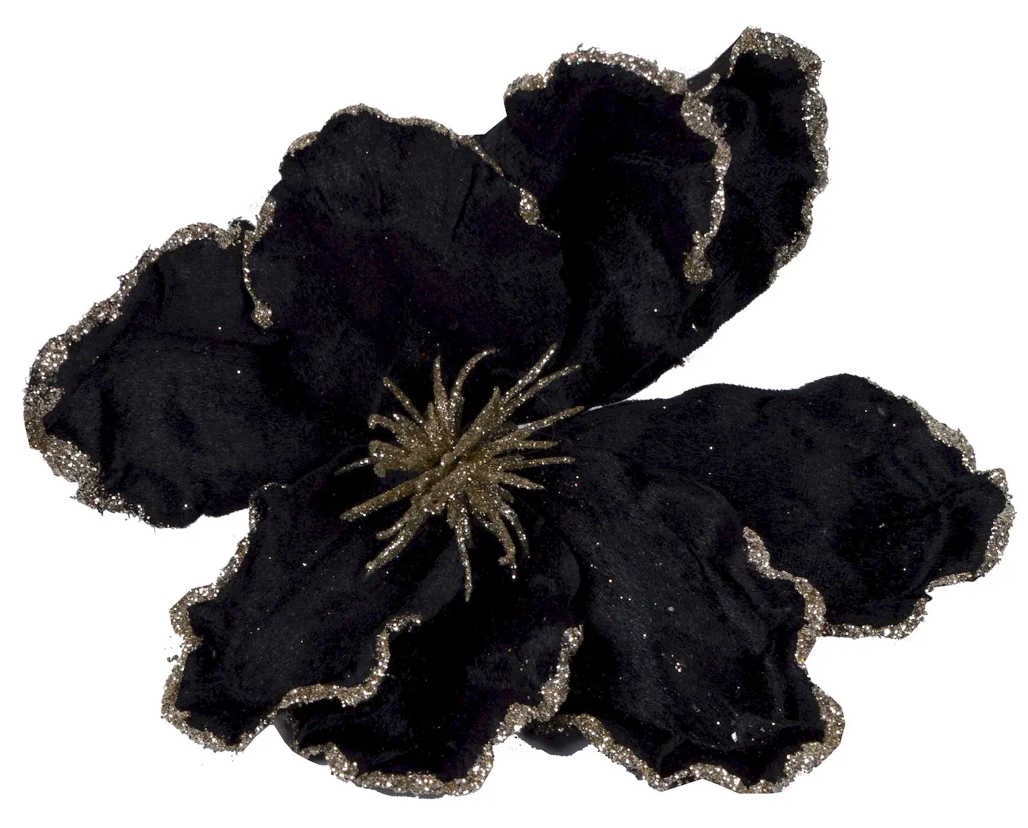 Kwiatek na choinkę 24cm czarno-szampański