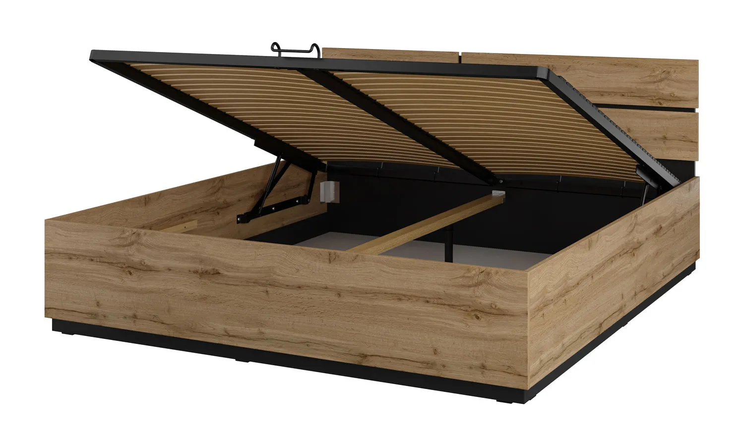 Łóżko z pojemnikiem CROSS S 52 180x200 dąb wotan czarny - 24N6MY52