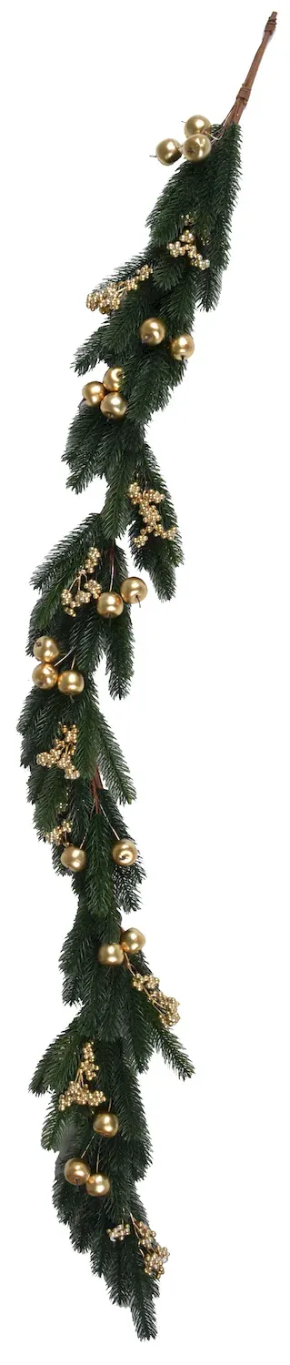 Girlanda sosnowa z owocami 164 cm zielono-złota