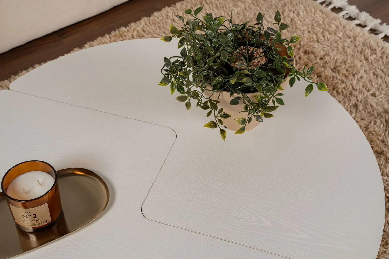 Stolik kawowy drewniany okrągły 2-elementowy MOIRA 90 cm biały - ASI_241NRD1404