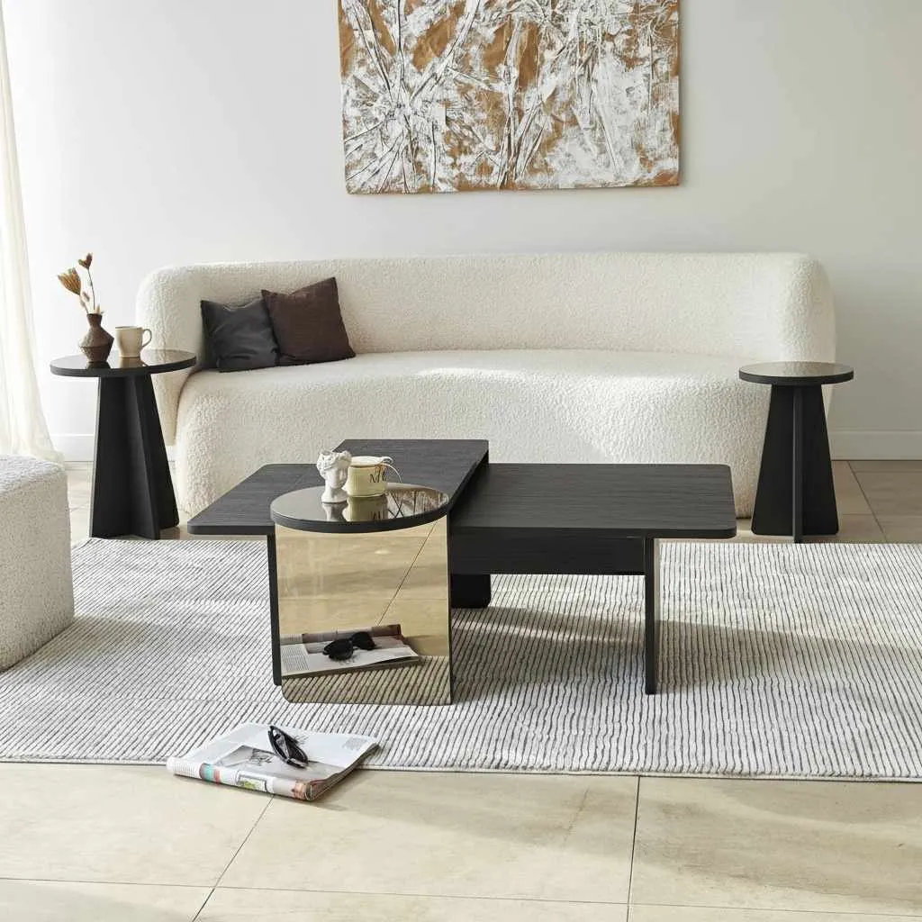 Zestaw stolików kawowych LUNA ława 2 szt + stoliki pomocnicze 2szt. czarne - ASI_552NOS2589