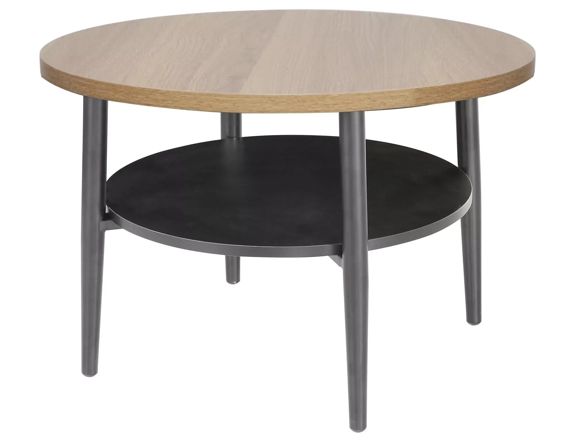 Stolik kawowy z półką ELLA B 60 cm dąb/czarne nogi