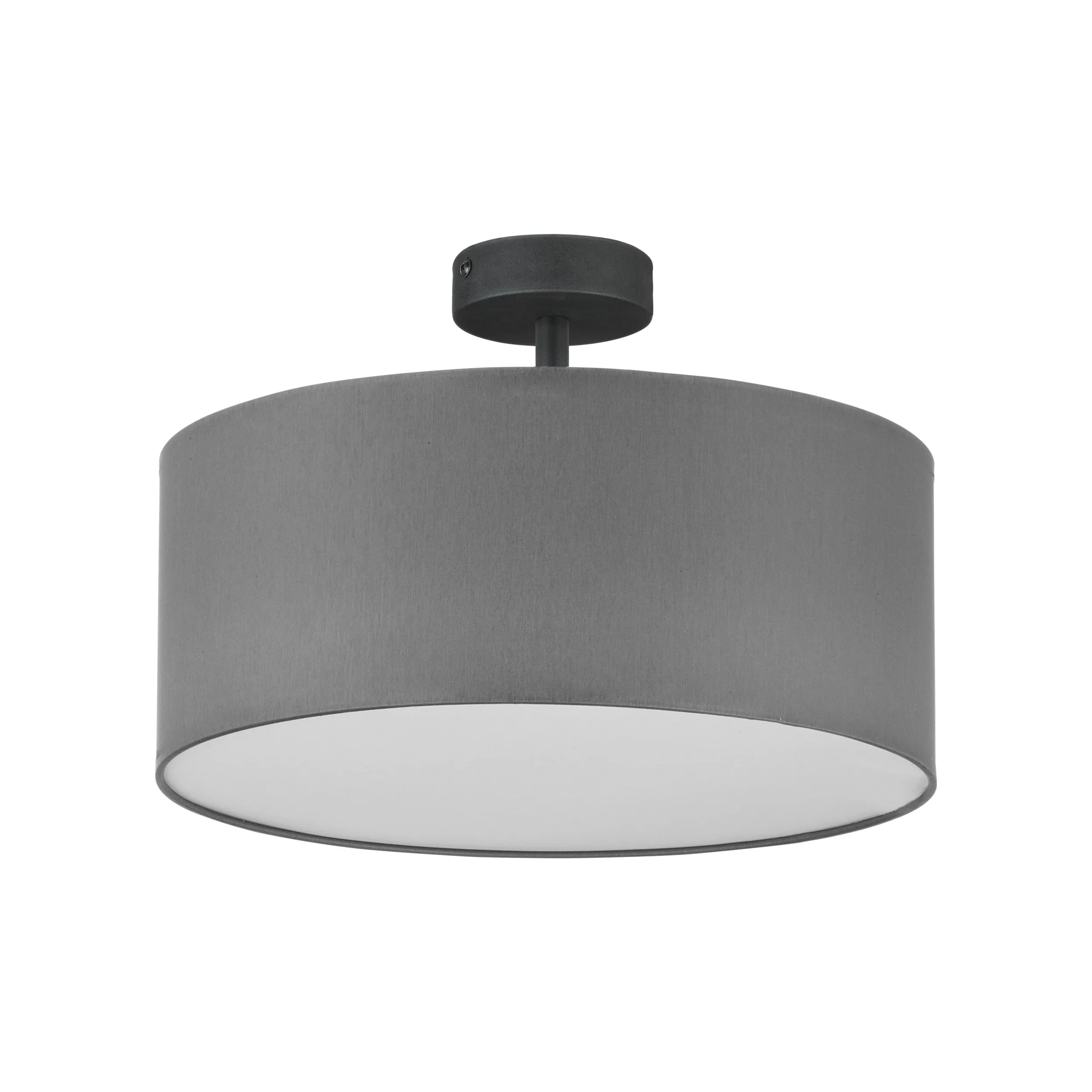 Lampa sufitowa RONDO czarna z szarym białym kloszem z tkaniny okrągła 40x35cm