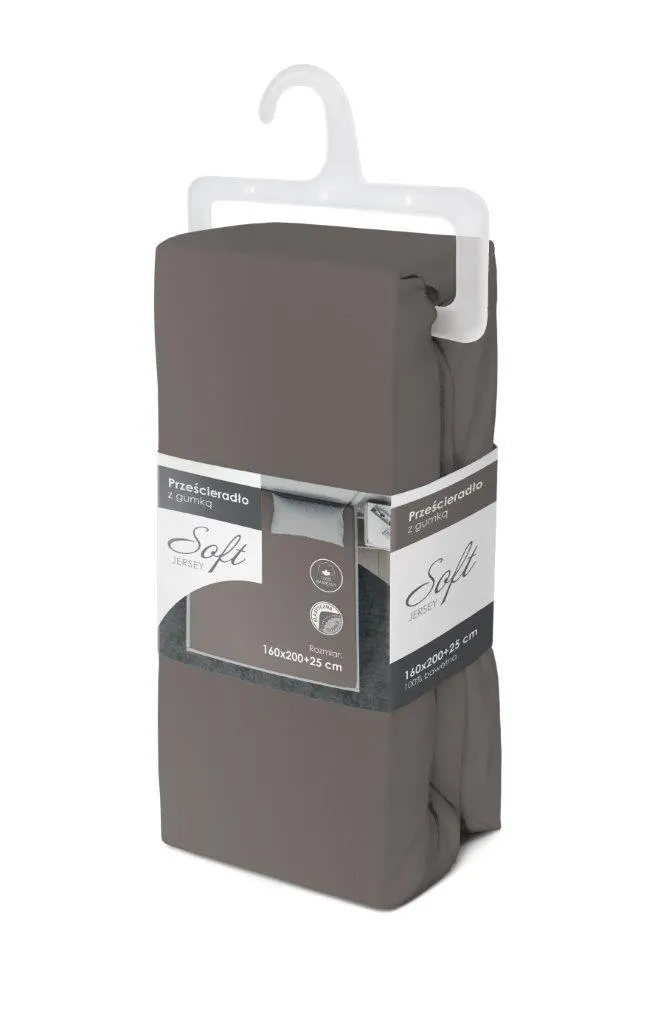 Prześcieradło z gumką SOFT 160X200+25 jersey bawełna cappuccini - FARO_28552