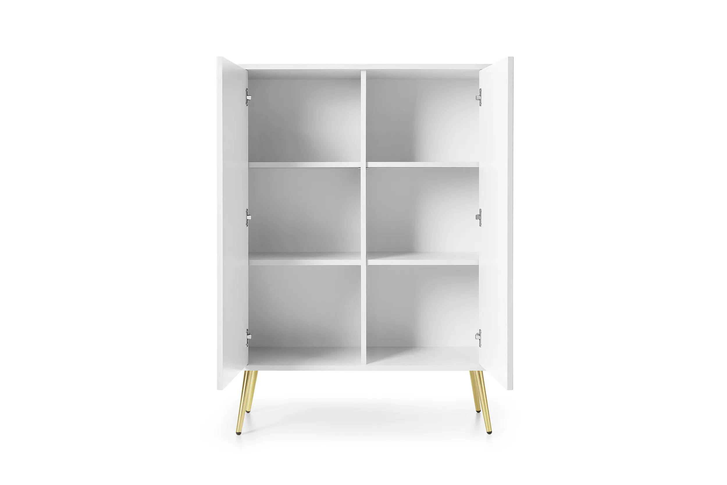 Komoda wysoka 2-drzwiowa ZOVA frezowane fronty, biały, złoty - ZOVA_K103_BIAZL