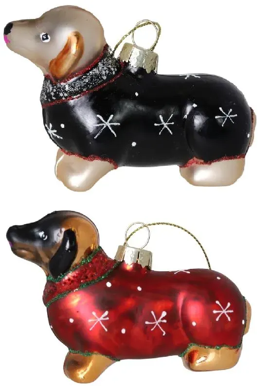 Bombka szklana PIESEK 2 sztuki czarna czerwona Bombka szklana PIESEK 2 sztuki czarna czerwona