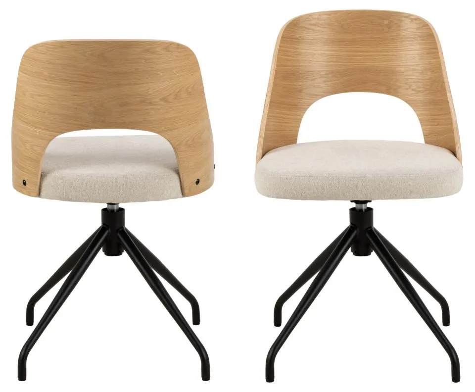 Krzesło obrotowe LUCY Beżowy, Fornir dębowy - 0000105594