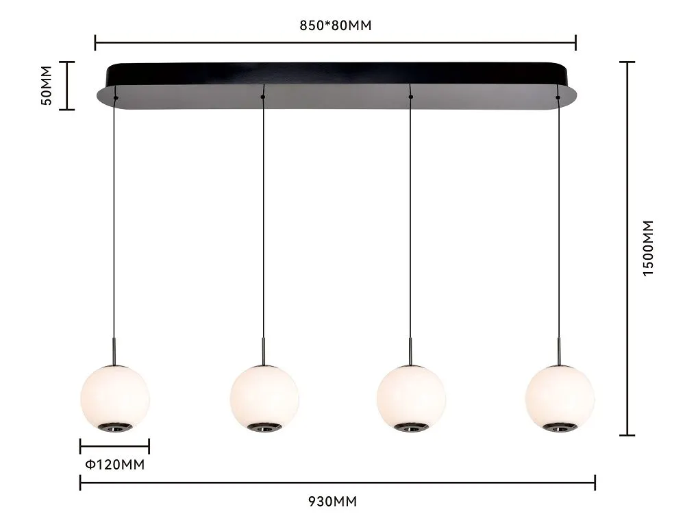 Lampa wisząca LUBERON czwórka prosta LED czarny chrom — zdjęcie 5