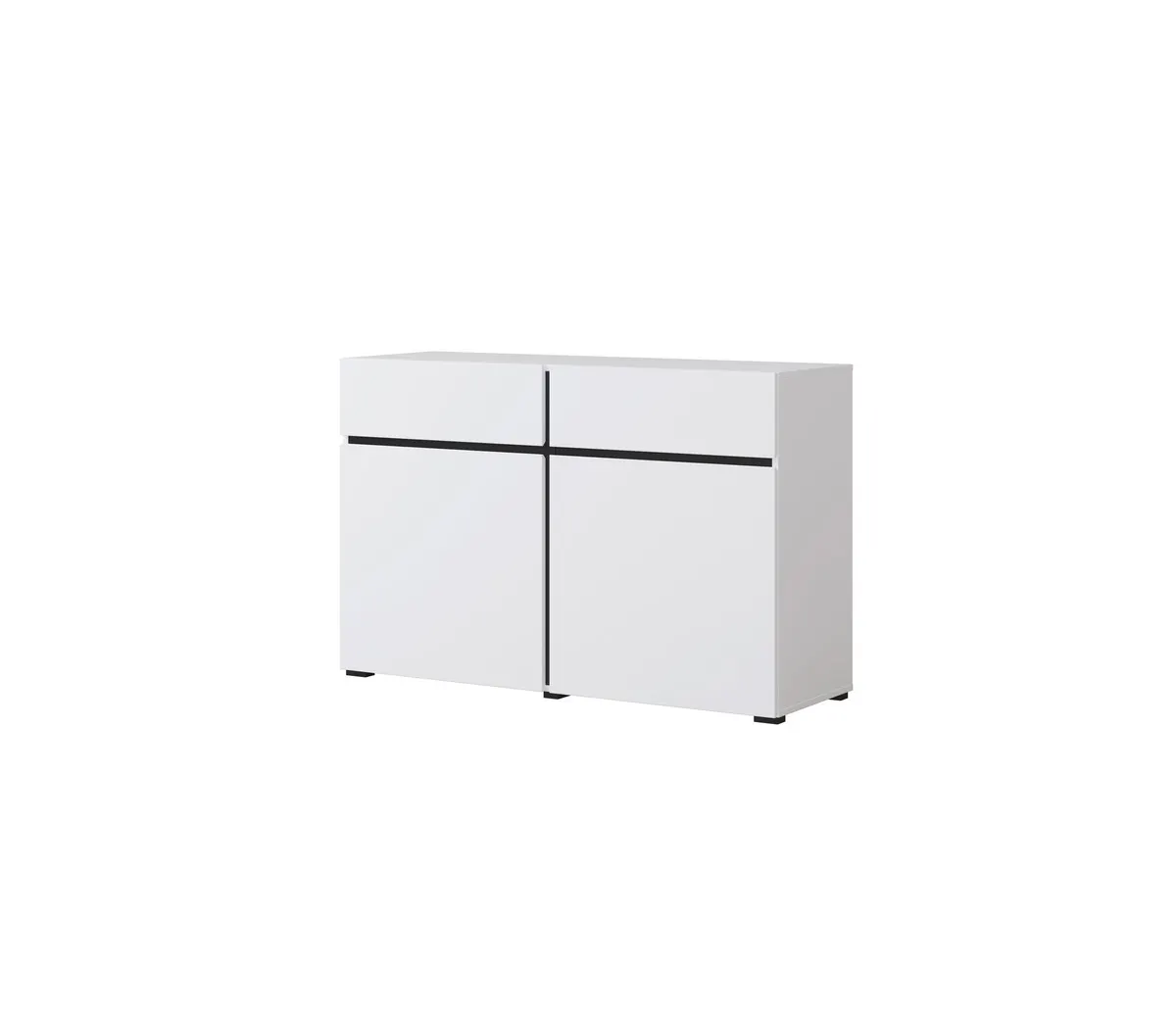 Komoda 2-drzwiowa z szufladami CROSS 120 cm biało-czarna