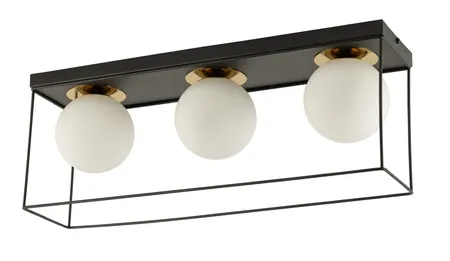 Lampa sufitowa/plafon AROMA 3 prostokąt czarno-złoty Lampa sufitowa/plafon AROMA 3 prostokąt czarno-złoty