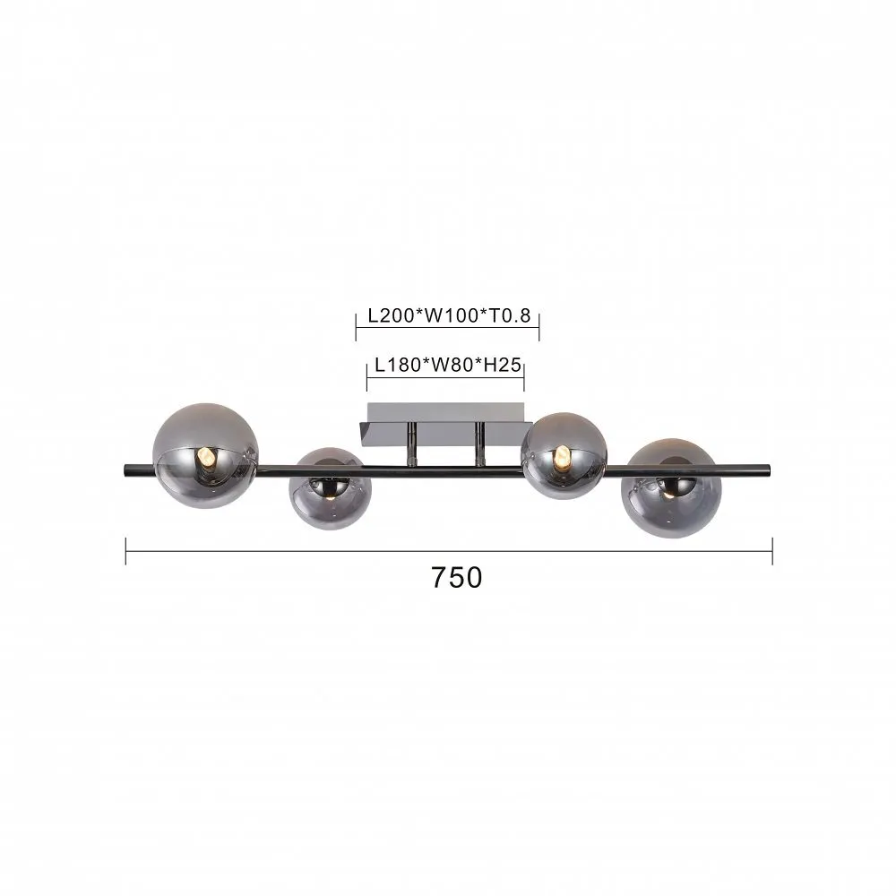 SEVILLA Lampa sufitowa z czterema kulistymi kloszami - 9214-0410
