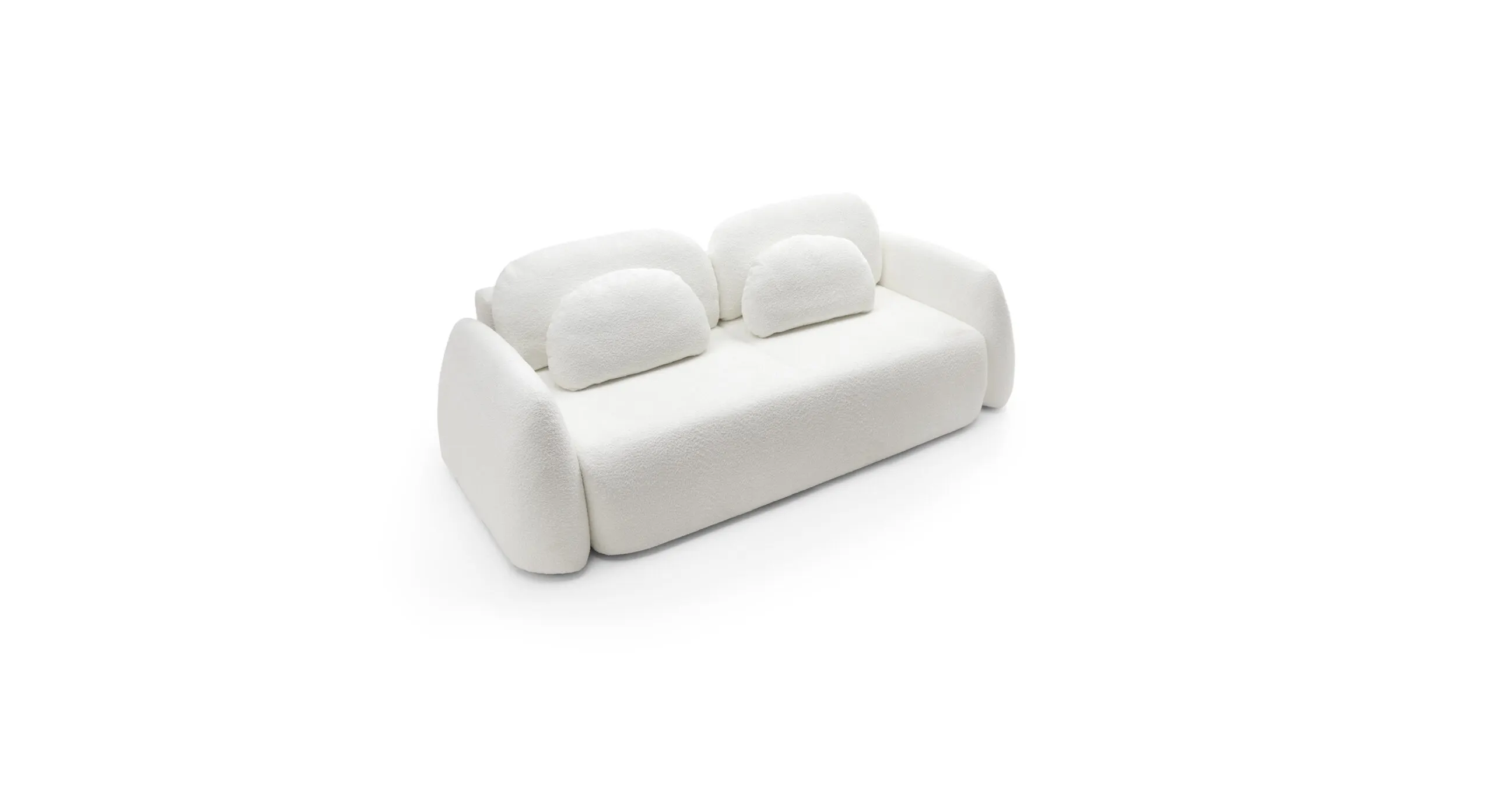 Sofa rozkładana z poduszkami 259 cm MONSOON kremowa boucle