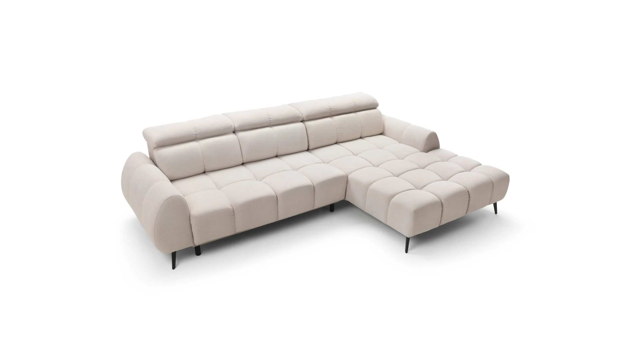 Narożnik z funkcją spania PIANO prawostronny elektryczny wysuw siedziska - tkanina Nube 08 - beżowy Kanapa, Meble