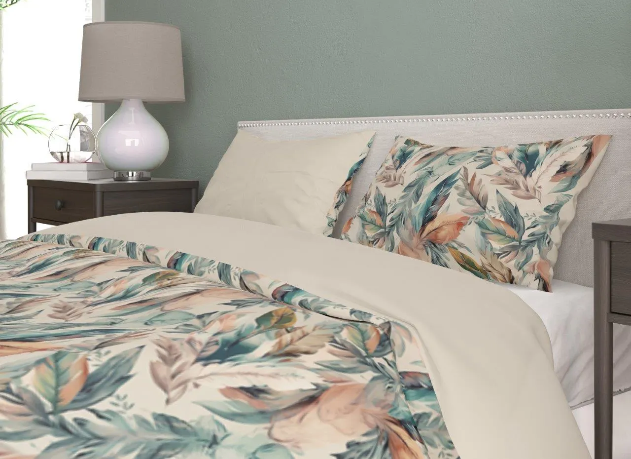 Pościel komplet MILAGRO VERDE 005 satyna bawełniana 160X200+2x70X80 zielona beżowa - FARO_29948