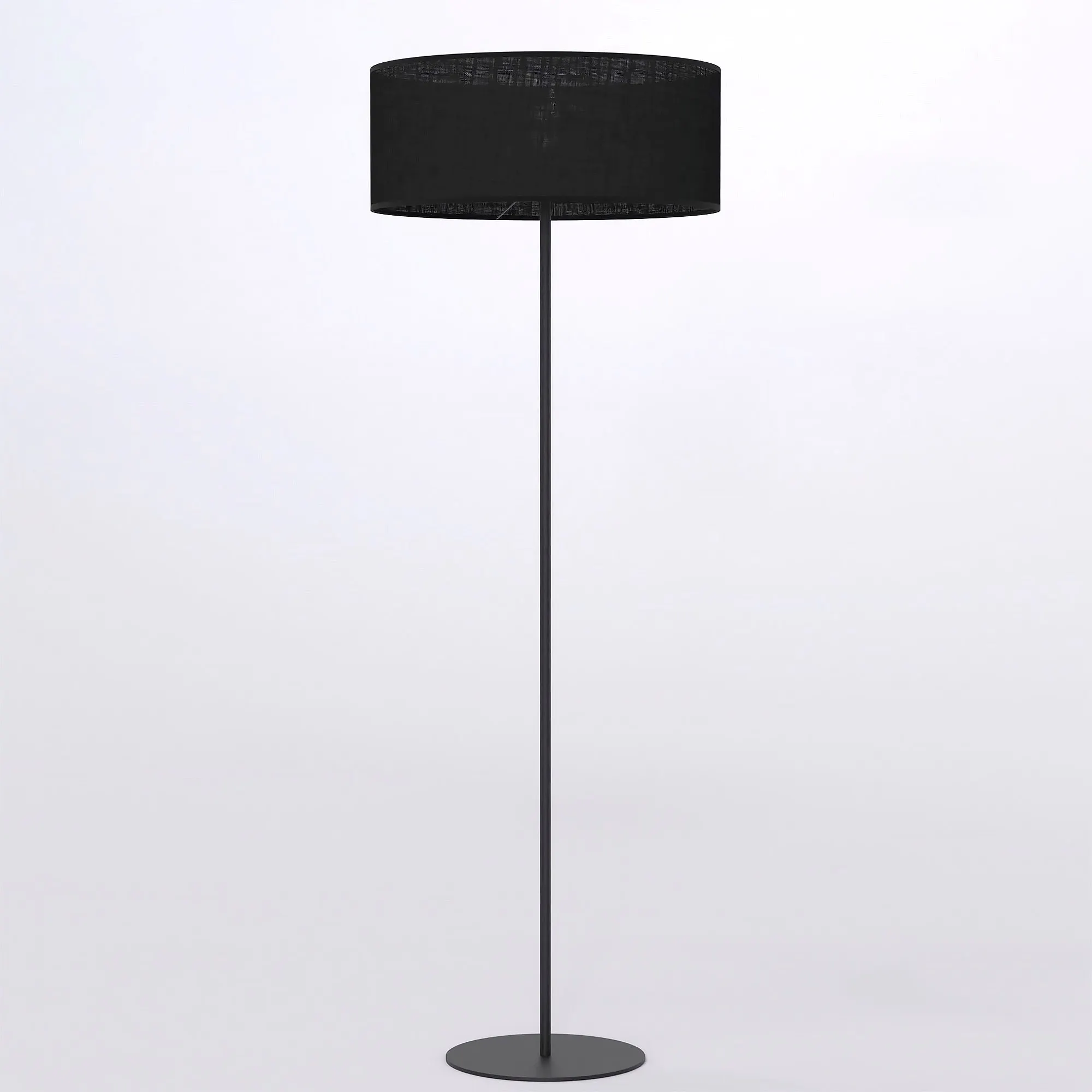 lampa stojąca, lampka podłogowa, czarna, klosz czarny, stalowy stojak