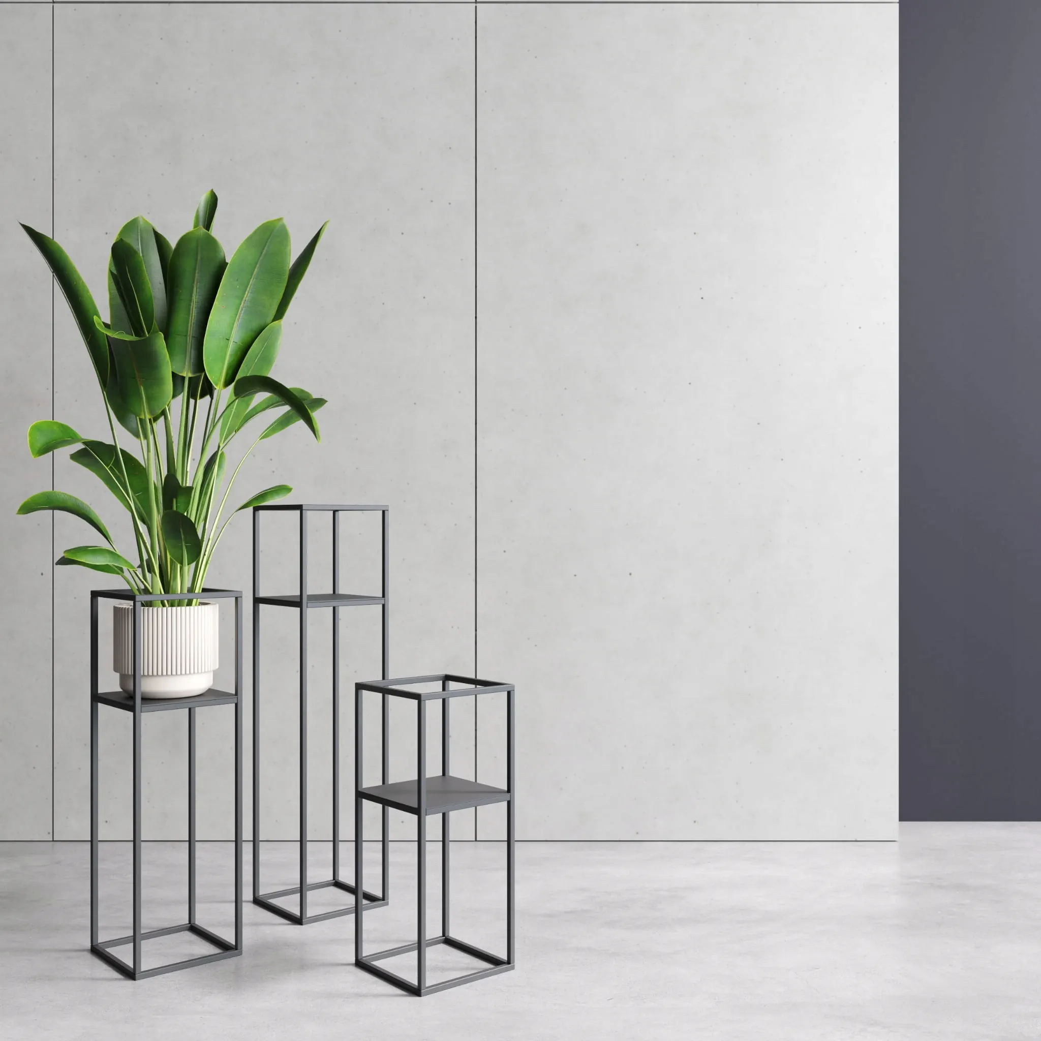 Kwietnik stojący metalowy LILLE L czarny - LD_TZ000165