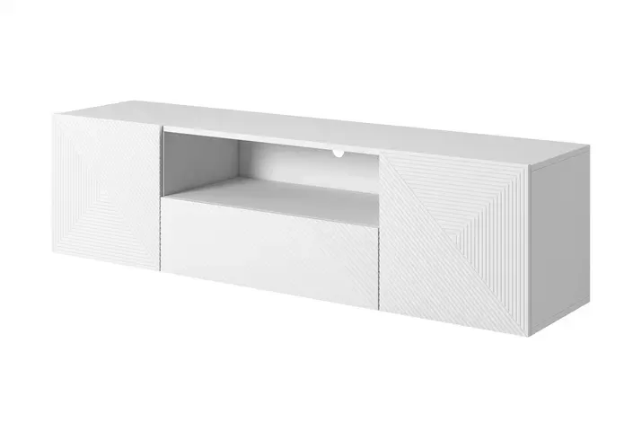 Szafka RTV ASHA 167 - biały mat - ryflowany front - wisząca