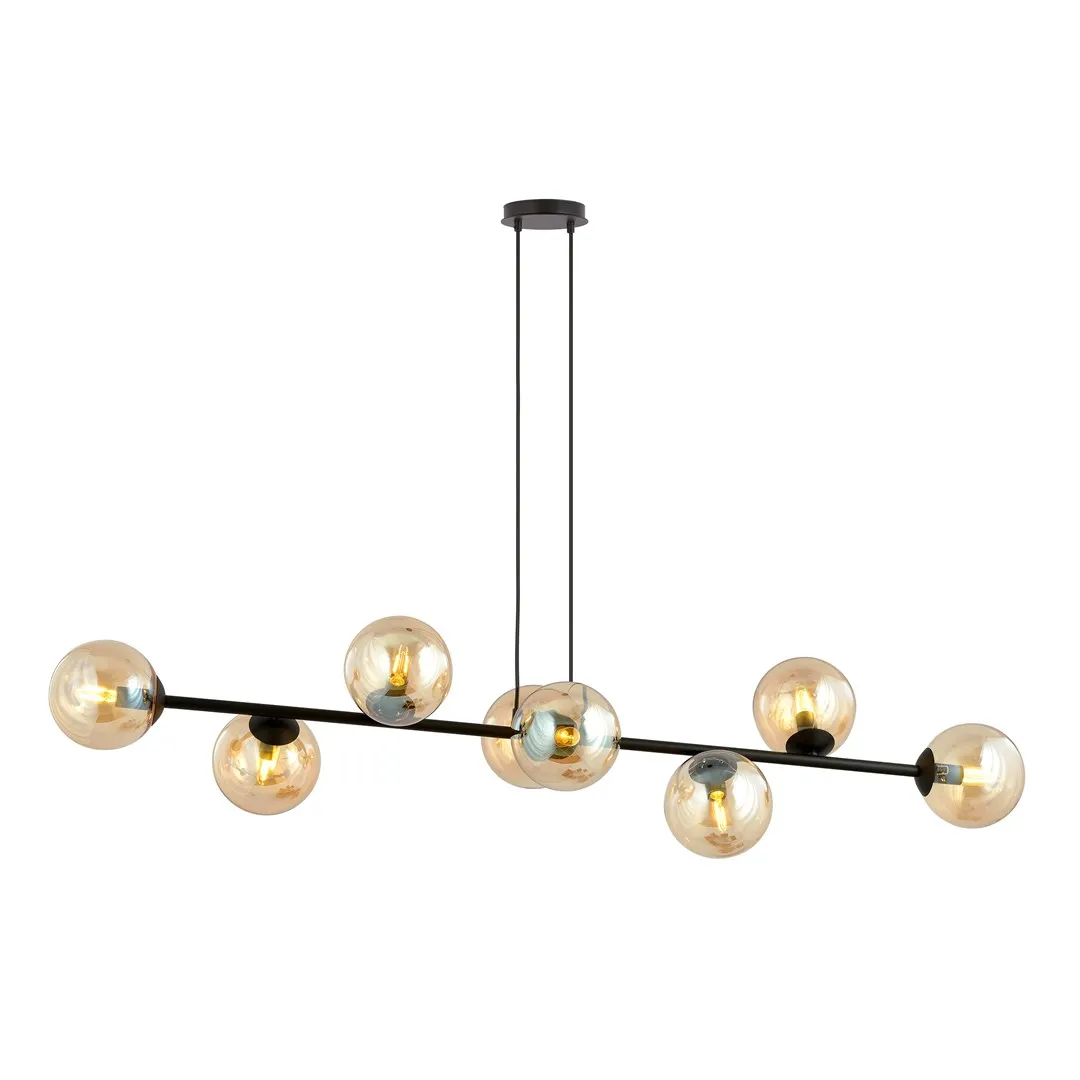 Lampa wisząca ROSSI 8 czarny miodowy