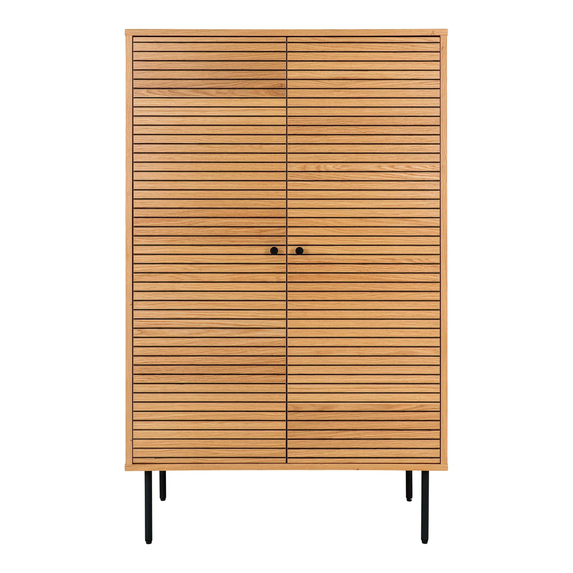 Komoda wysoka 2-drzwiowa KYOTO SZ80 G40 W130 dąb naturalny, czarny — zdjęcie 2