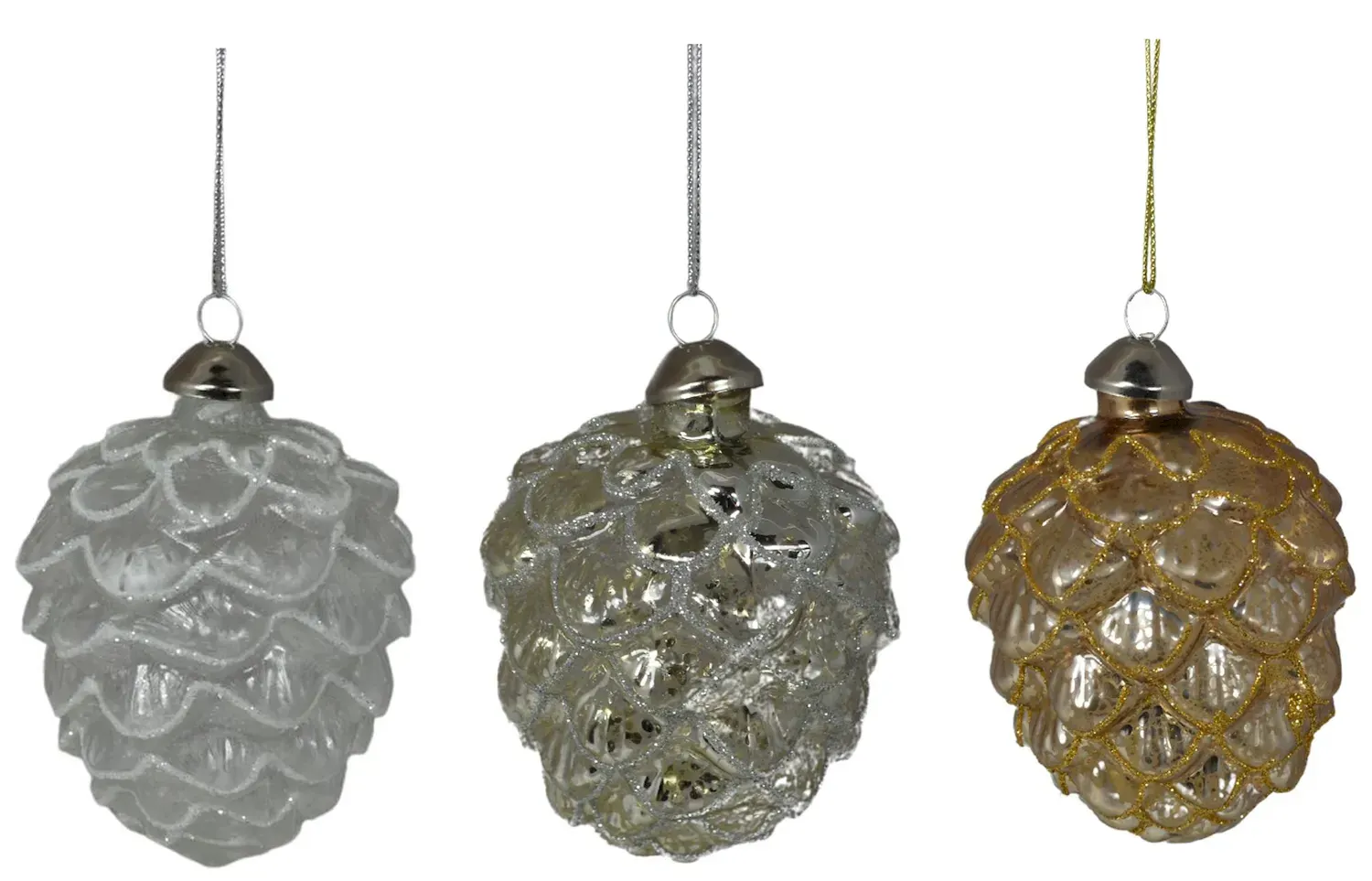 Bombki szklane SZYSZKI 12 sztuk srebrno-złote Bombki szklane SZYSZKI 12 sztuk srebrno-złote