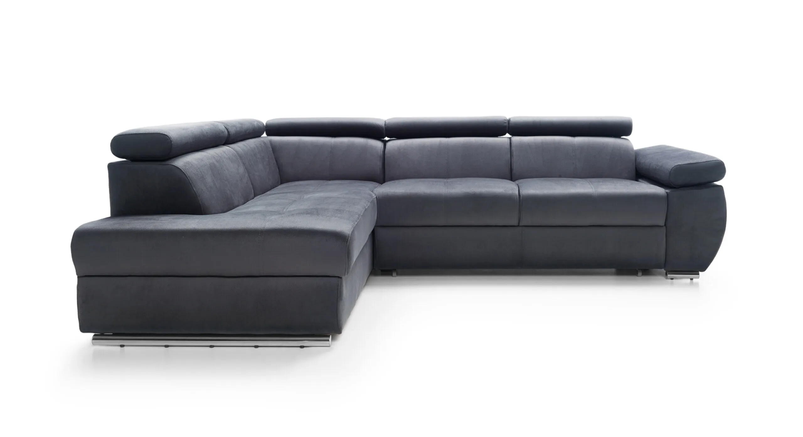 Narożnik z funkcją spania LIZBONA II lewostronny regulowane zagłówki i podłokietniki - szary - LIZBONAII_NAR_SOLAR96_L