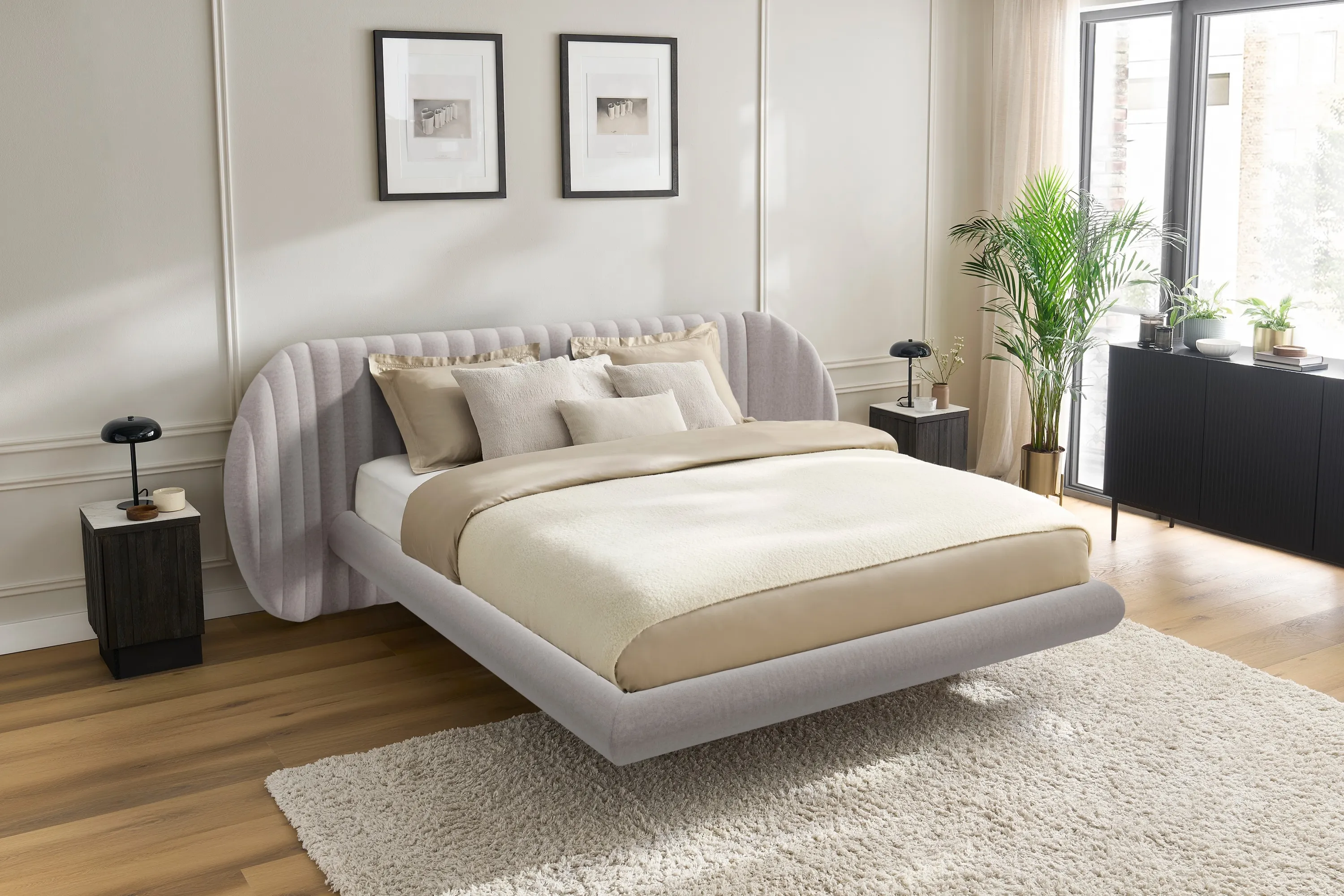 Łóżko Galin lewitujące / 180x200 / Maya 01 - kremowy - B_158536