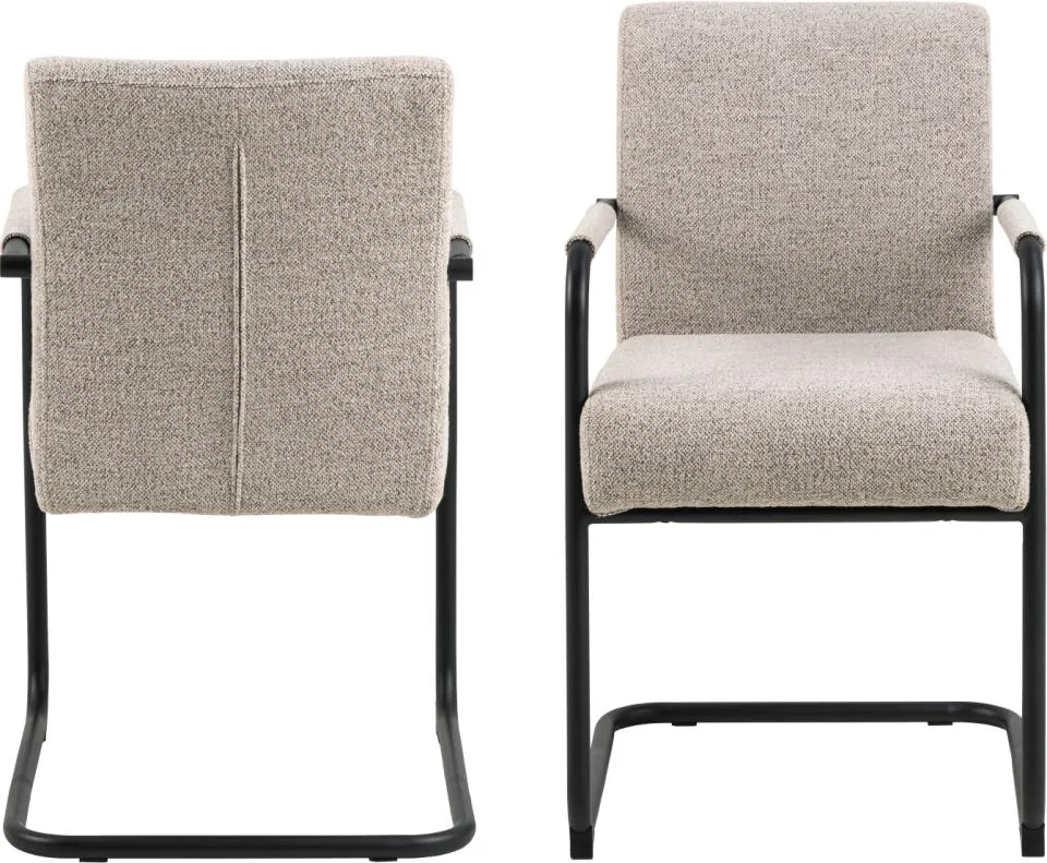 Krzesło MORGAN Beżowy, Czarny - zamek błyskawiczny, sprężyny kieszeniowe ( zestaw 2 sztuk ) - 0000098282