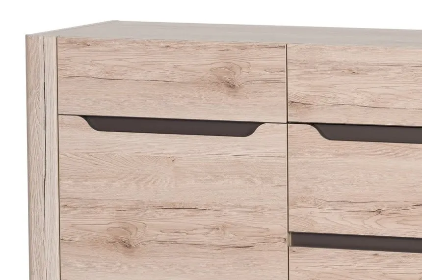 Komoda DESJO 10 2 drzwiowa z szufladami dąb sanremo brąz 170x93x42cm - WG-100-0168