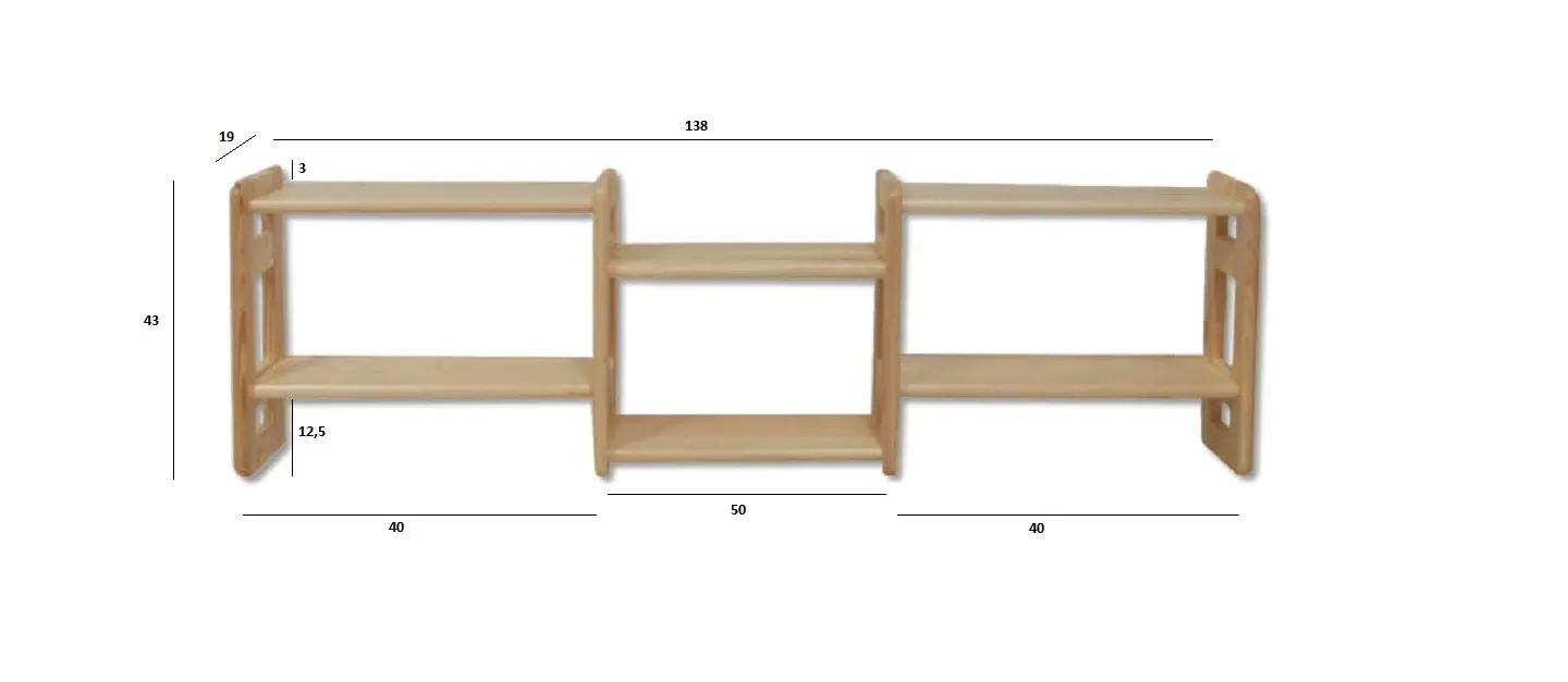 PK103_140_WYMIARY Półka, Łóżeczko, Meble, Łóżko dziecięce