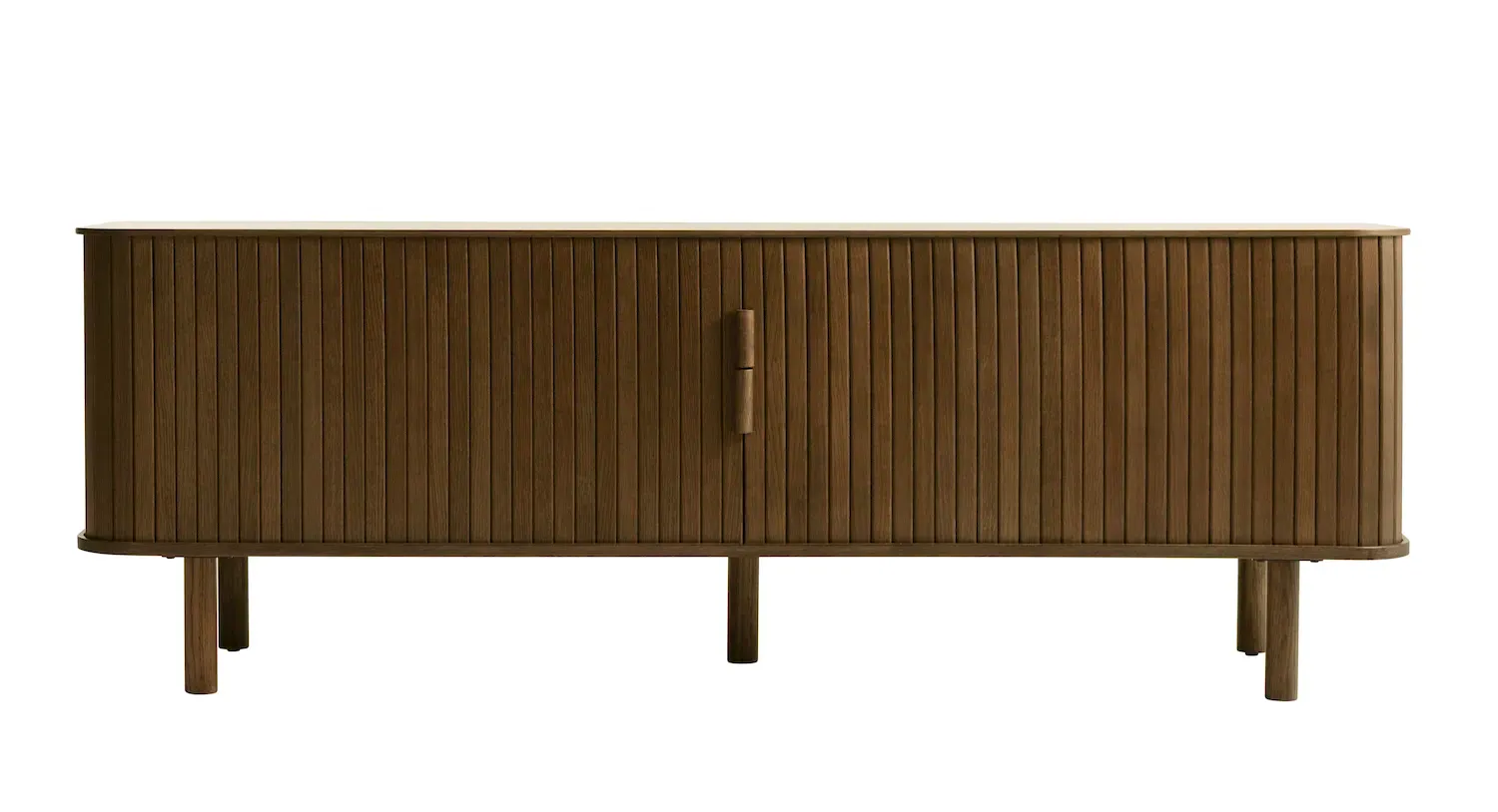 Szafka RTV CAVO 2-drzwiowa ryflowana 160 cm - dąb wędzony UNIQUE FURNITURE