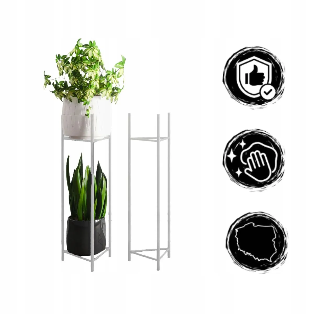 Kwietnik-stojak na donice METZ L metalowy biały - LD_TZ000150