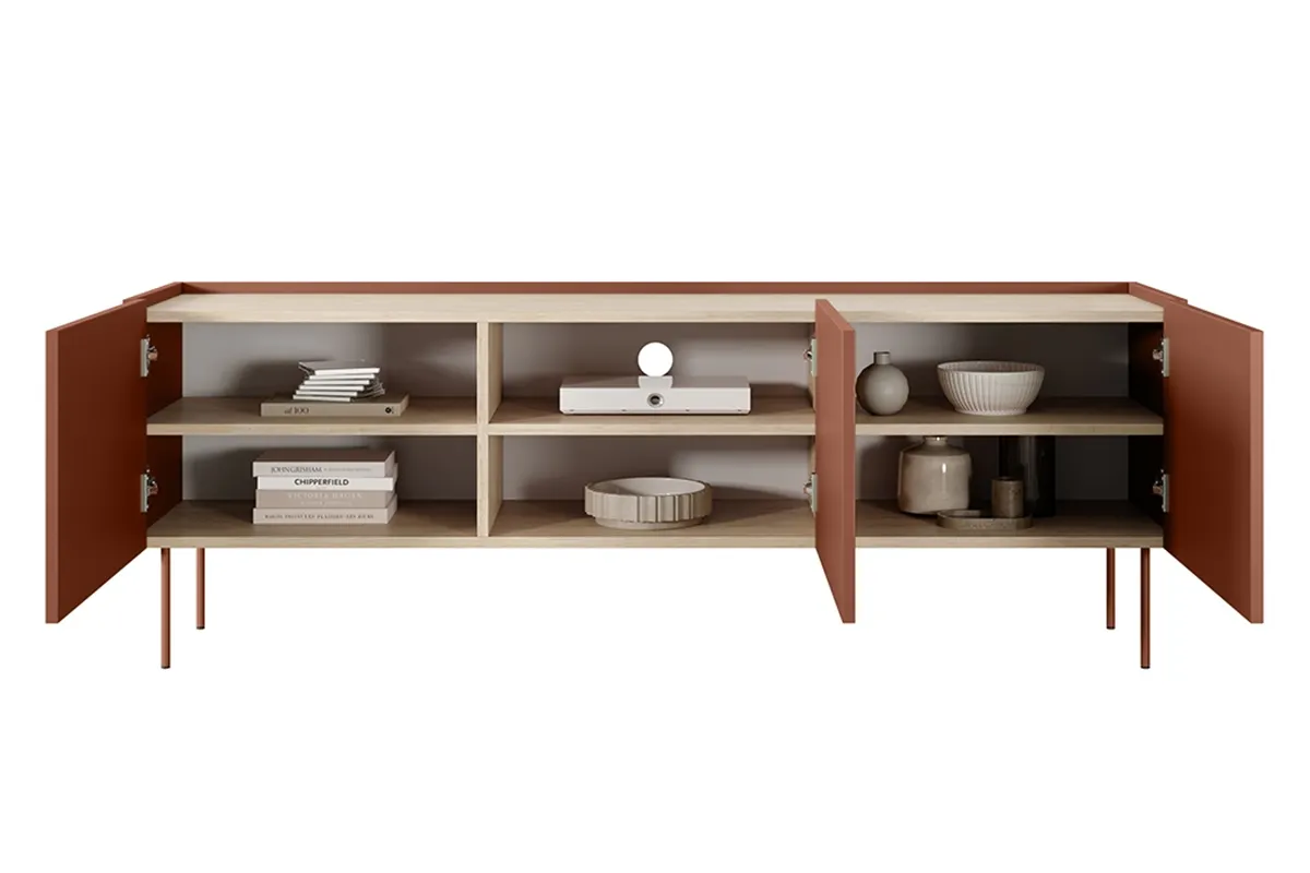 Szafka RTV DESIN 170 3D - ceglana czerwona - dąb nagano - B_149080