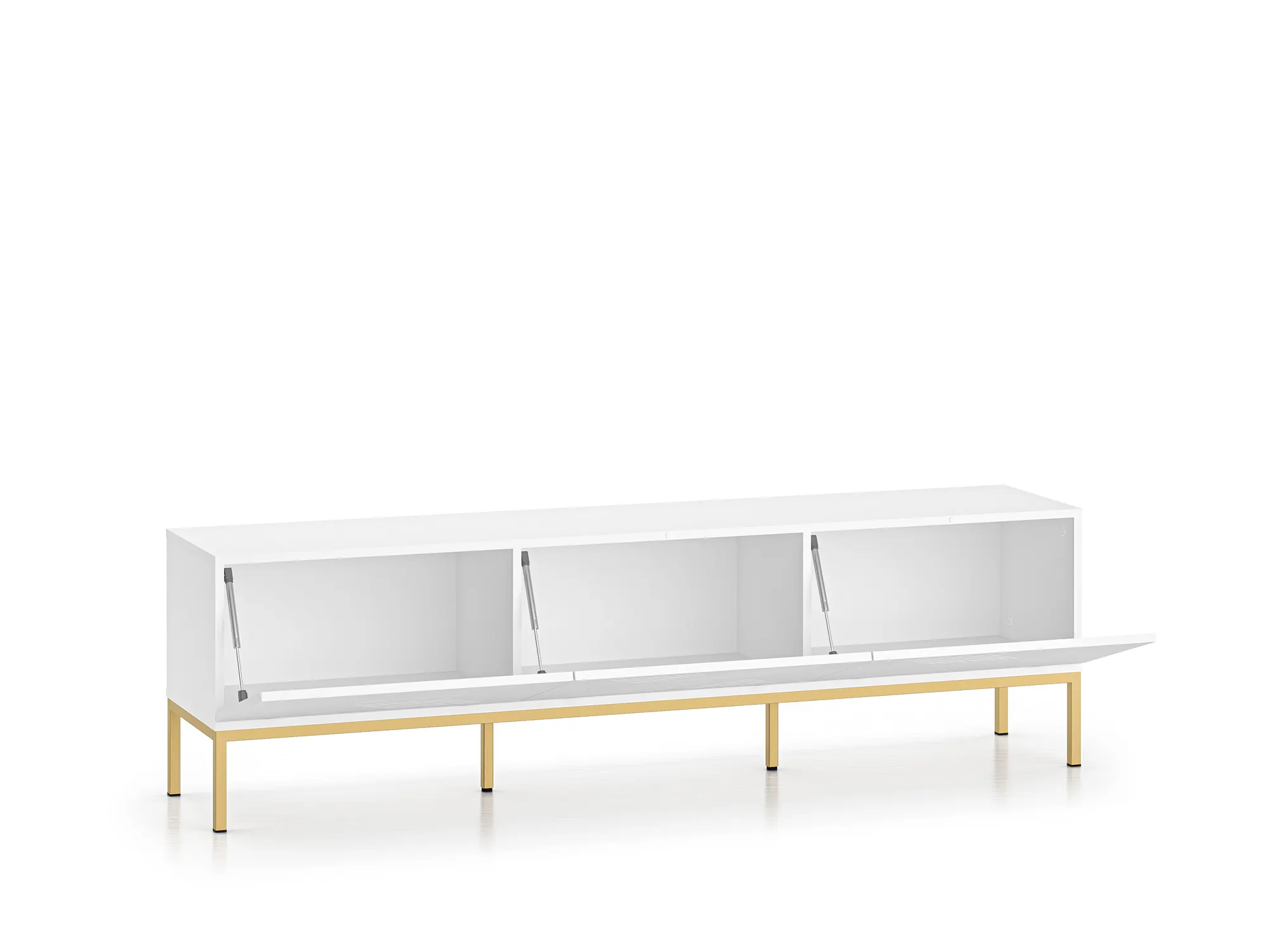 Szafka RTV z 3 klapami Clearing 04 biały alpejski, podstawa-złoty - 1CLEA04-001-03