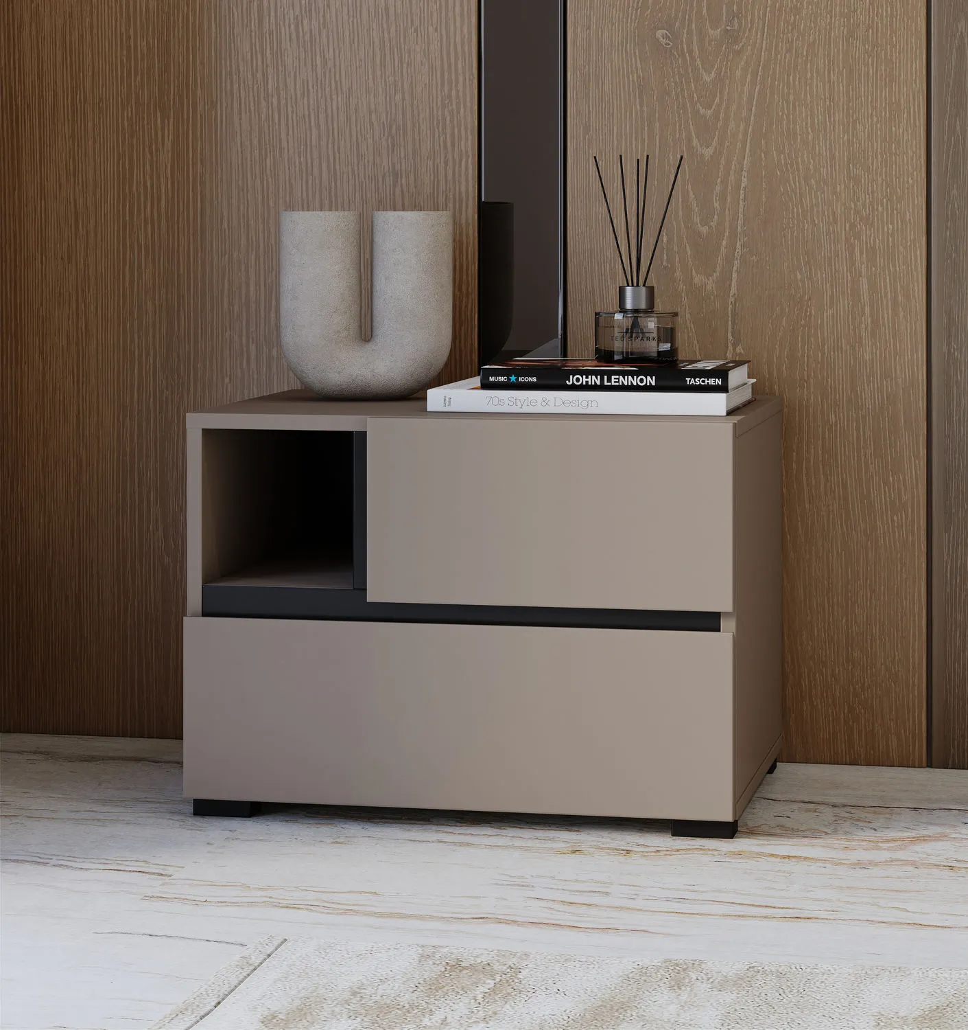 Szafka nocna z szufladami CROSS S 55x40 congo beżowo-szara - 24CWMY22