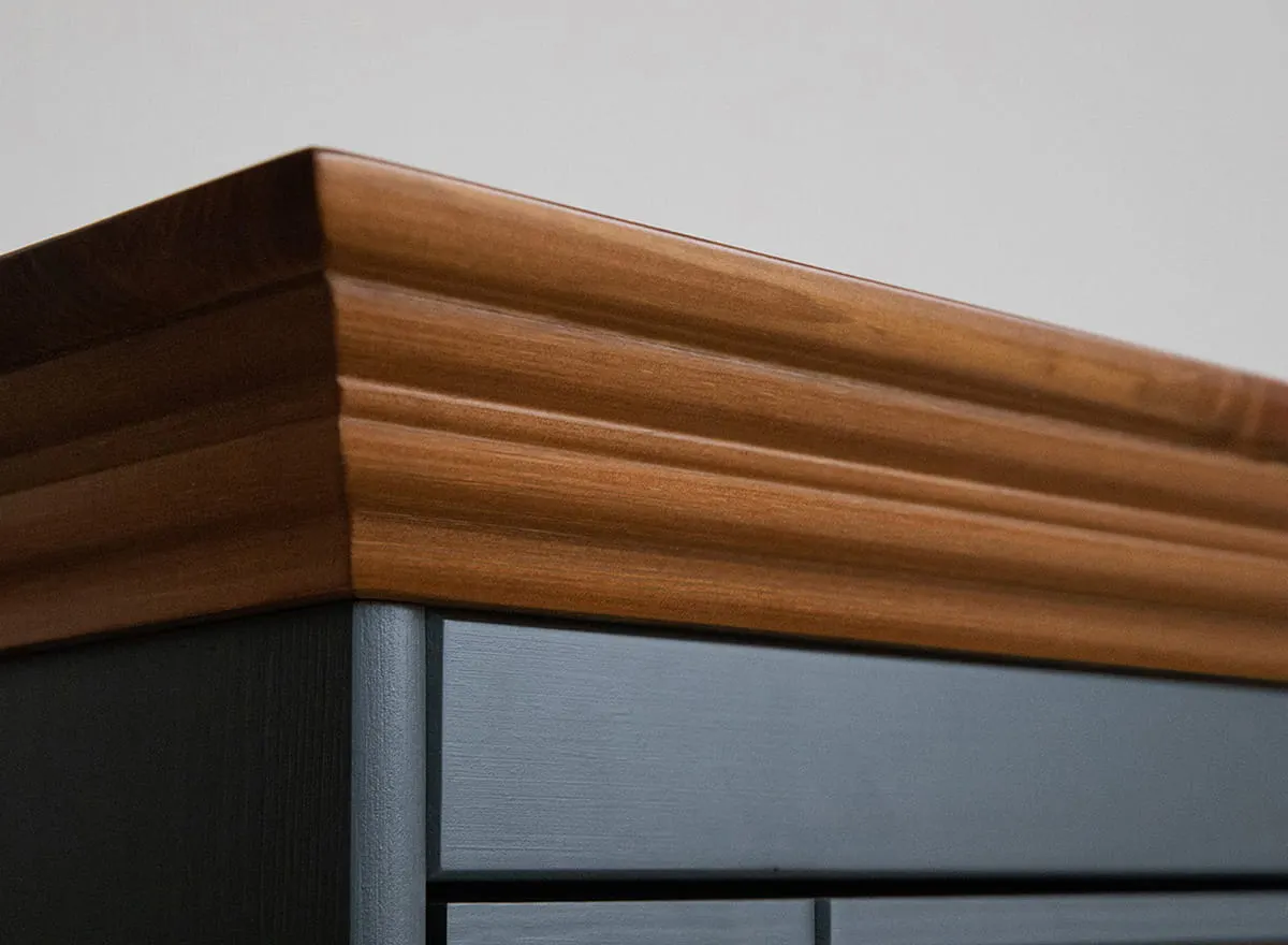 Witryna niska BELLUNO ELEGANTE 1-drzwiowa z 3 szufladami grafit – dąb - PL017G/D