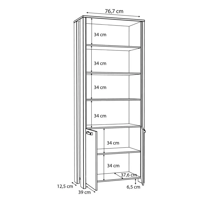 Regał wysoki CLIF z szafką - old wood vintage, beton - CLFR725-C546