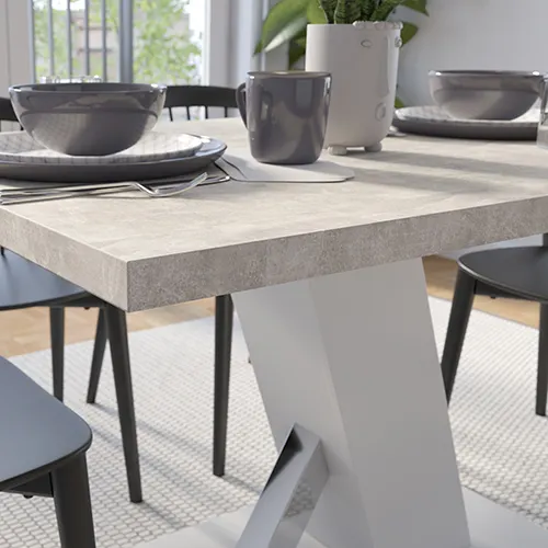 Stół na podstawie TORRE 90x138 beton jasny biały - INT_5002235