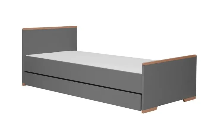 Łóżko z zagłówkiem SNAP 90x200 ciemnoszare - PIN_023-060-162