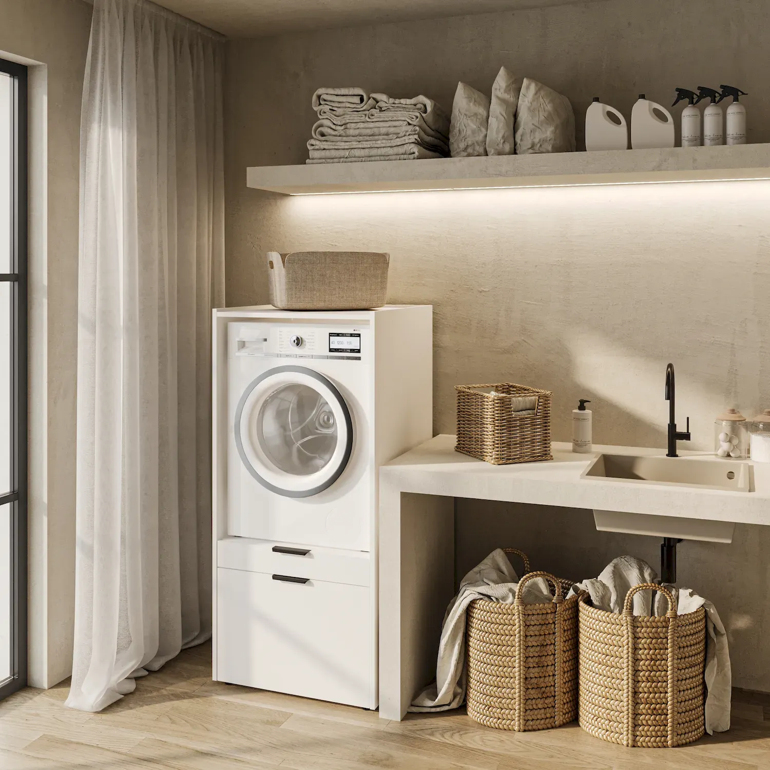 Zabudowa na pralkę lub suszarkę ANDIAMO szuflada półka biały - 3097OK60