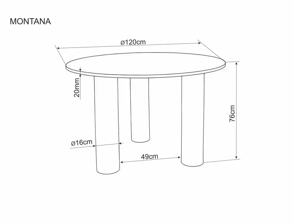 image stół okrągły, meble ogrodowe, deska drewniana, kolumna stołu, średnica 120cm
