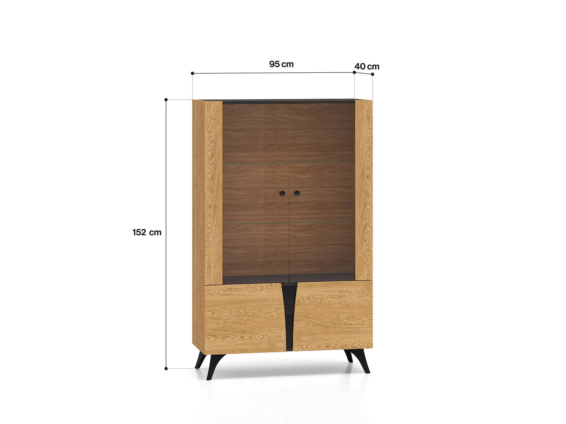 Witryna niska 2-drzwiowa TOSCANIA 03 dąb baltic dune jesion prestige czarny — zdjęcie 10
