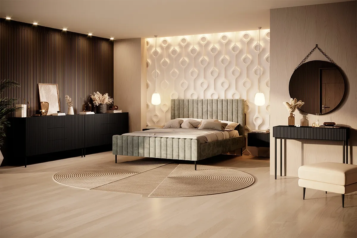 Komoda z 3 szufladami NICOLE 150 - czarny mat - czarny stelaż - B_57212