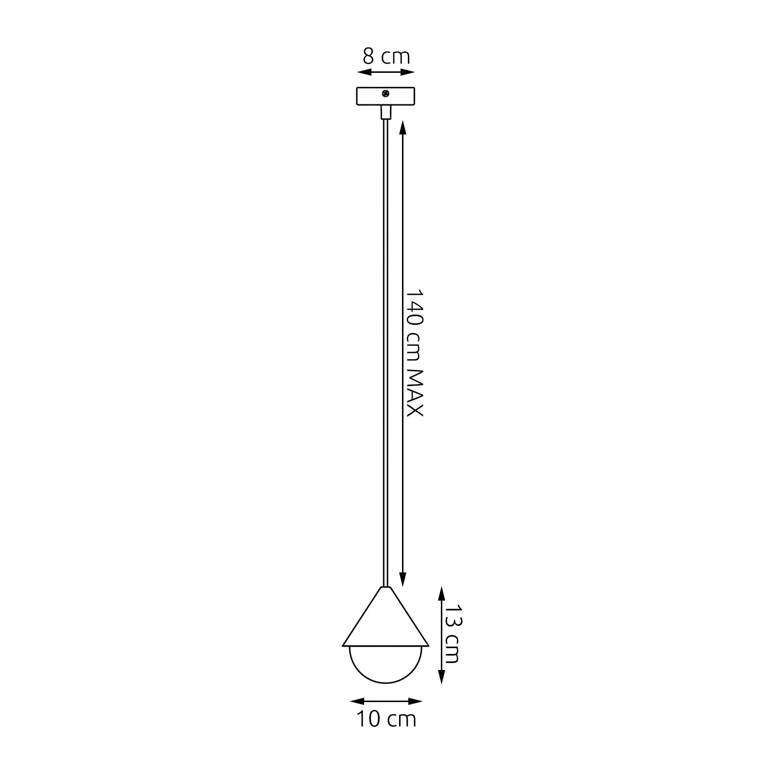 image podłużny żyrandol, lampa wisząca, kolumna lampy, metalowy klosz, długość 140 cm