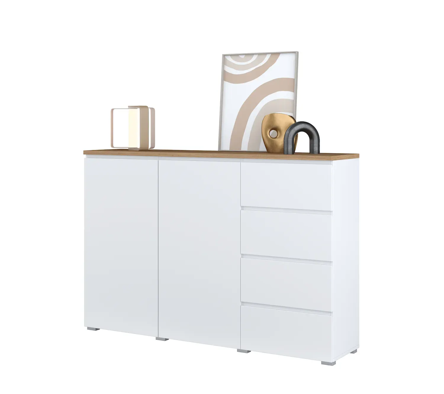 Komoda 2-drzwiowa z 4 szufladami MODO 150cm biały dąb mauvella - 247VOJ45