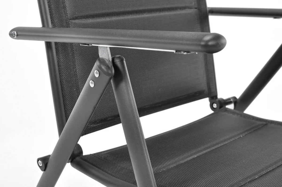 Czarny zestaw ogrodowy 6-osobowy - stół PORTO 150 i 6 krzeseł składanych MODENA - FE5906948129733